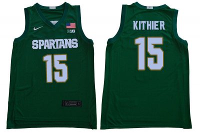 Men Thomas Kithier Michigan State Spartans #15 Nike NCAA Green Authentic College Stitched Basketball Jersey RE50U88TO
